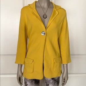 Escio 100% Cotton Yellow Mustard Sweater Blazer